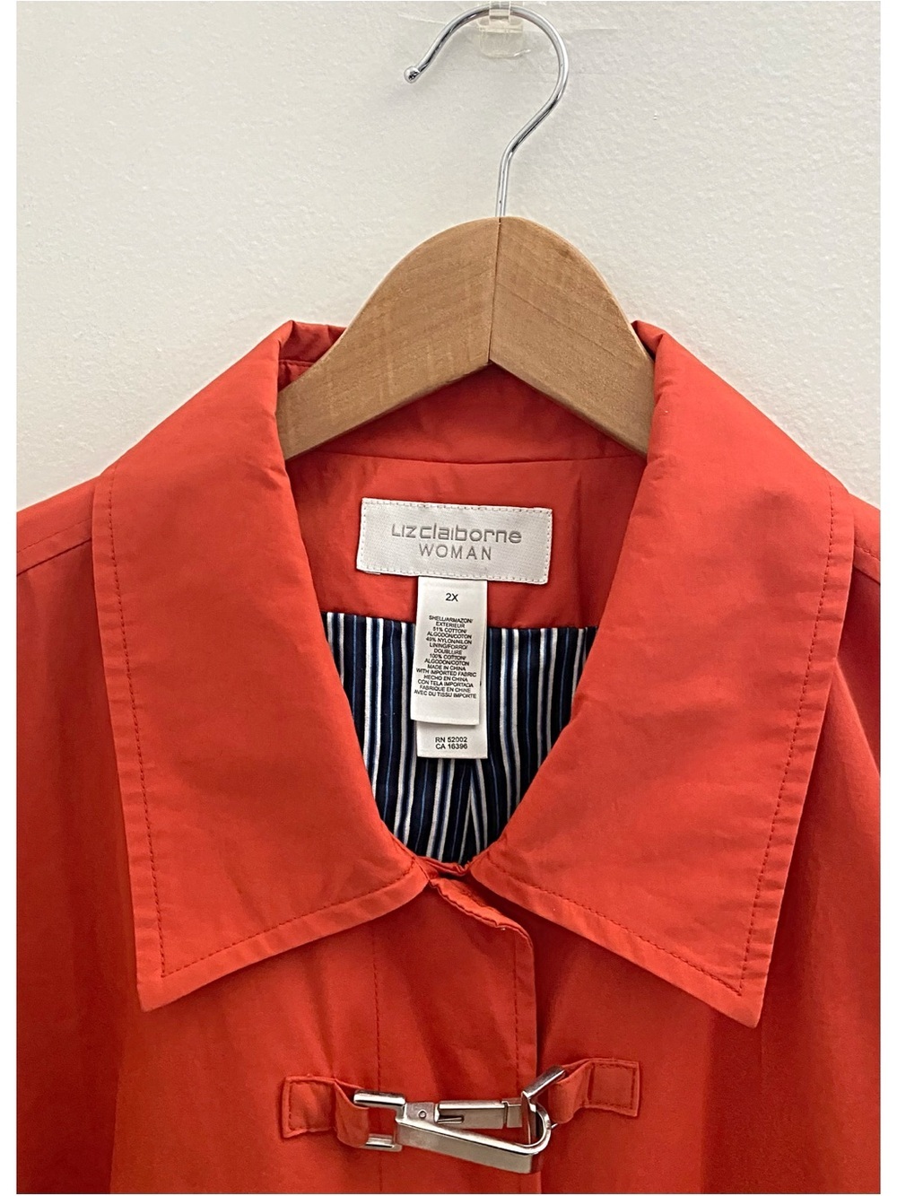 Liz Claiborne Orange Raincoat Trench Jacket Size 2X - Picture 2 of 5